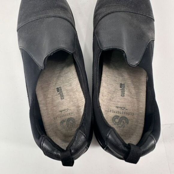 Clarks Sillian Holly black‎ flats slip on shoes Cloudsteppers size 7.5 - Picture 11 of 12